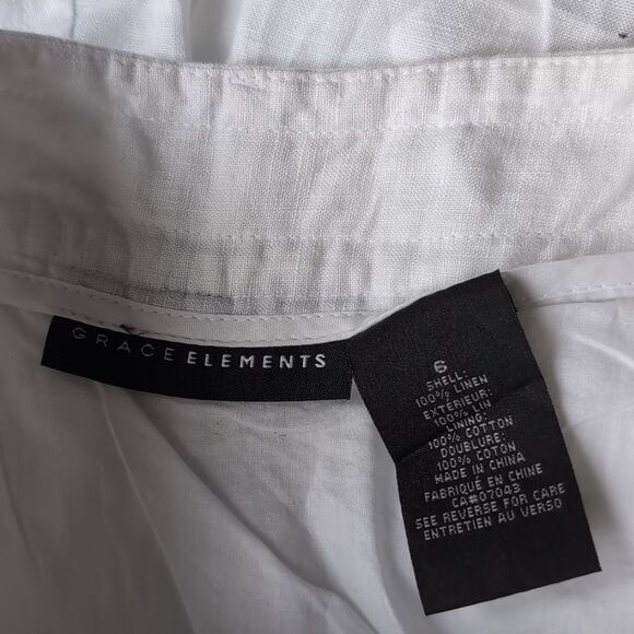 Grace Elements White 💯 Linen Midi A Line Skirt Size M Us6 - Picture 4 of 11